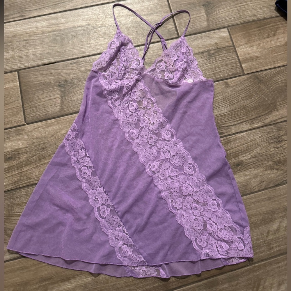 Fredrick's of Hollywood 💜 Purple Lace Slip Dress 👗vintage size large